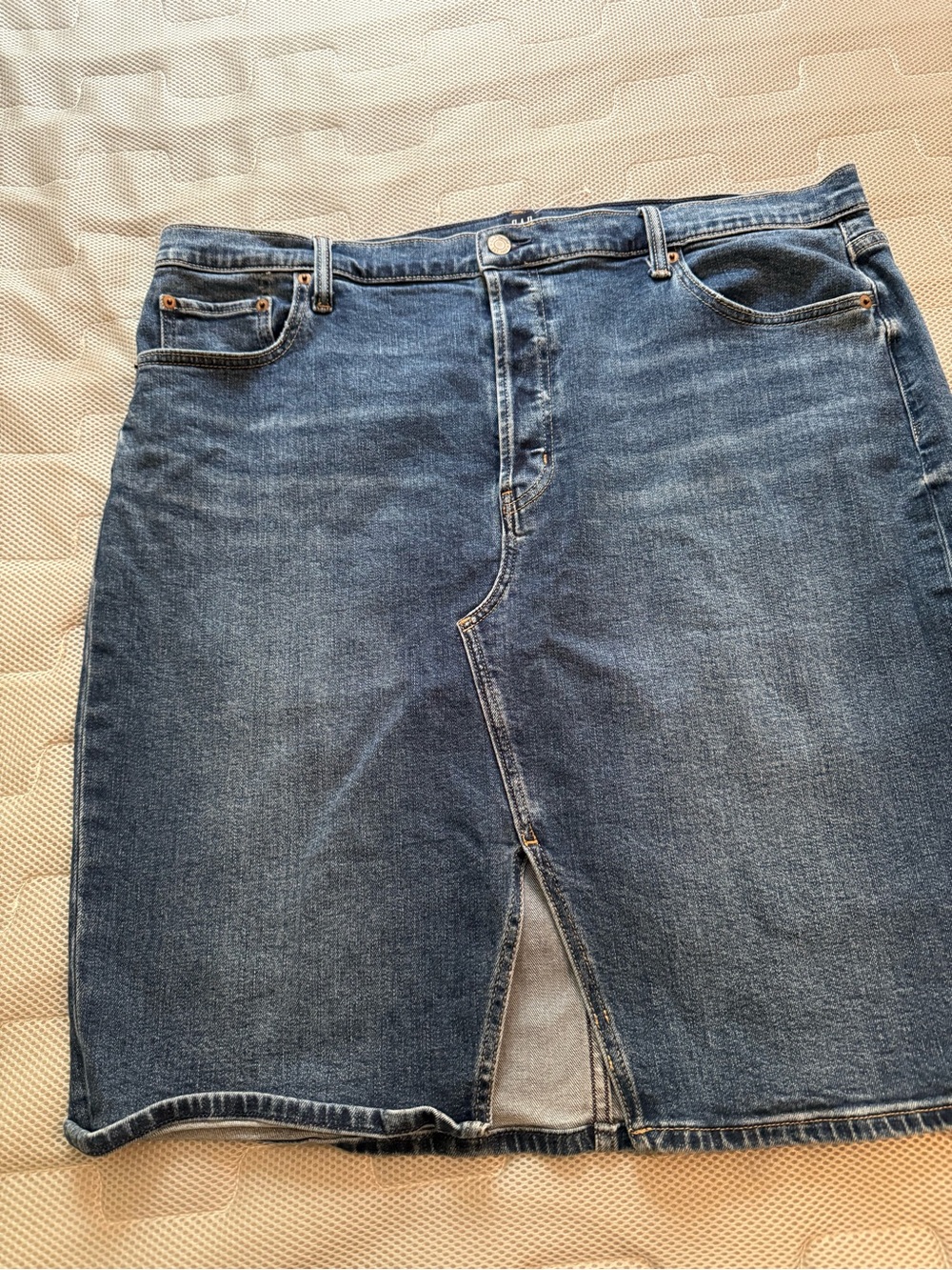 GAP Dark Blue Denim Straight Skirt with Front Slit